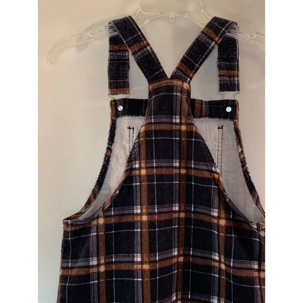 ART CLASS Girl’s Black Plaid Corduroy Overall Dress / Size: Large 10-12